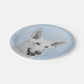 ホワイト絵画シェパード – かわいいオリジナルドッグアート ペーパープレート (アングル)