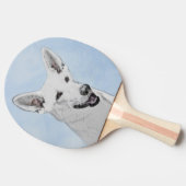 ホワイト絵画シェパード – かわいいオリジナルドッグアート 卓球ラケット (横)