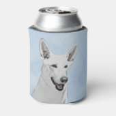 ホワイト絵画シェパード – かわいいオリジナルドッグアート 缶クーラー (缶裏面)
