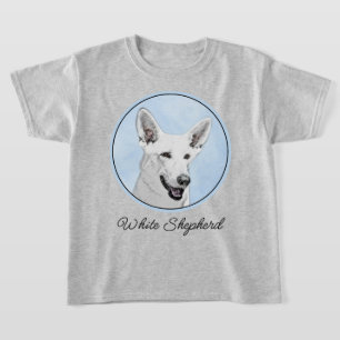 ホワイト絵画シェパード – かわいいオリジナルドッグアート Tシャツ