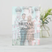 ホワイト縁どベラムエフェクトフォトブライダルシャワー 招待状 (スタンド正面)
