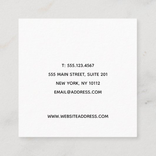 ホワイト署名スクリプトソーシャルメディアネットワーク スクエア名刺 (裏面)