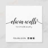 ホワイト署名スクリプトソーシャルメディアネットワーク スクエア名刺 (正面)