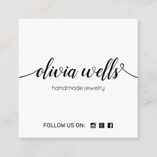 ホワイト署名スクリプトソーシャルメディアネットワーク スクエア名刺 (正面)