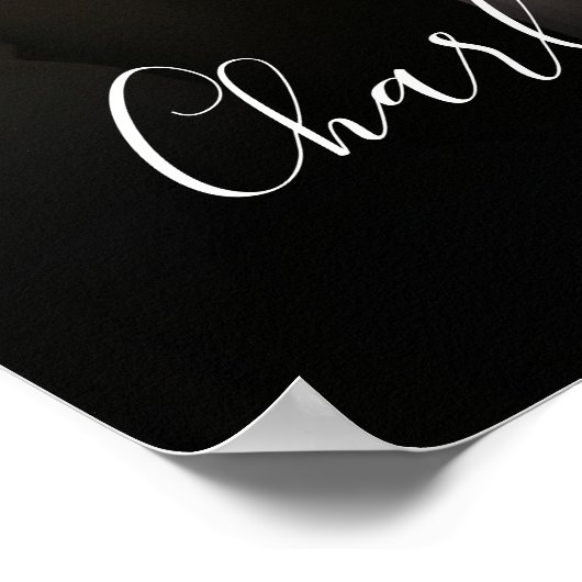 ホワイト署名スクリプト写真結婚のウェルカムサイン ポスター (角)