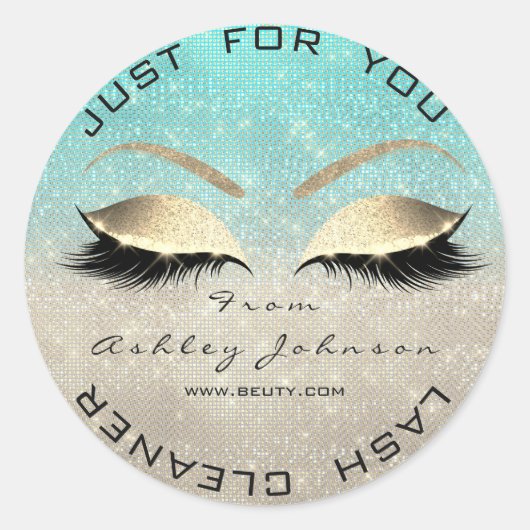 ホワイト美しいサロングリッターブルー金ゴールドラッシュクリーナー ラウンドシール (正面)