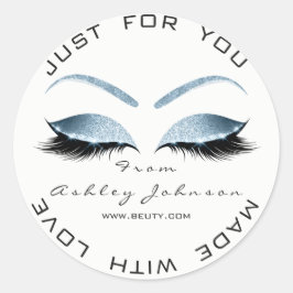 ホワイト美しいサロングリッターホワイトブルーサンキュー ラウンドシール