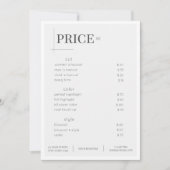 ホワイト美しいサロン価格表ラックカード 招待状 (正面)