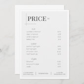 ホワイト美しいサロン価格表ラックカード 招待状 (正面/裏面)