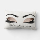 ホワイト美しいピンクのメイクアップまぶしハローゴージャス ランバークッション (裏面)