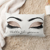 ホワイト美しいピンクのメイクアップまぶしハローゴージャス ランバークッション (ブランケット)