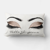 ホワイト美しいピンクのメイクアップまぶしハローゴージャス ランバークッション (正面)