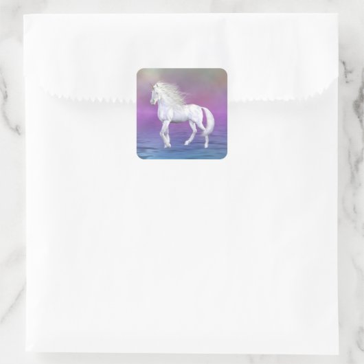 ホワイト美しいユニコーンスクエアシール スクエアシール (バッグ)