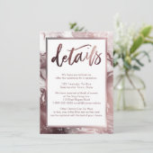 ホワイト背景のローズゴールドマーブル結婚式詳細情報 エンクロージャーカード (スタンド正面)