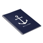 ホワイト航海のいかりと名前をカスタムするオンネイビーブルー ノートブック (右側)