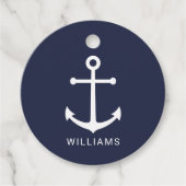 ホワイト航海のいかりと名前をカスタムするオンネイビーブルー フェイバータグ (正面)