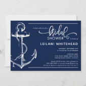 ホワイト航海のいかりブライダルシャワーネイビー 招待状 (正面)