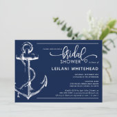 ホワイト航海のいかりブライダルシャワーネイビー 招待状 (スタンド正面)