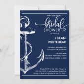 ホワイト航海のいかりブライダルシャワーネイビー 招待状 (正面)