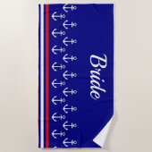 ホワイト航海のいかりブライド ビーチタオル (正面)