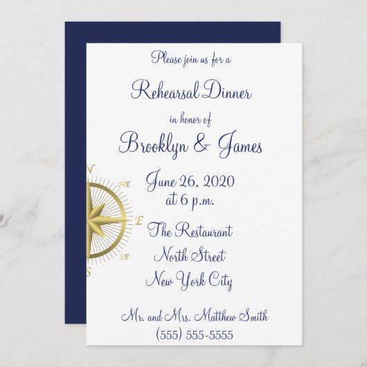 ホワイト航海ののリハ結婚ーサル招待状 招待状 (正面/裏面)