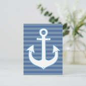 ホワイト航海のセーラーいかり&ストライプ ポストカード (スタンド正面)