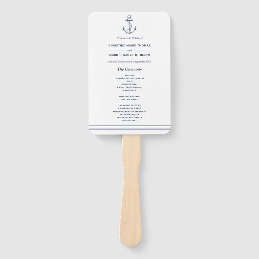 ホワイト航海のネイビーいかりシーサイド結婚ズ ハンドファン (正面)