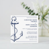 ホワイト航海のネイビーシップいかり結婚式招待状 (スタンド正面)