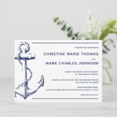 ホワイト航海のネイビーシップいかり結婚式招待状 (スタンド正面)