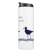 ホワイト航海のネイビーブルーサンドピアズビーチハウス タンブラー (回転右)