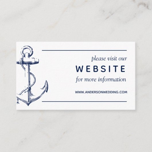 ホワイト航海のネイビー船いかりの結婚ウェブサイト エンクロージャーカード (正面)