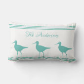 ホワイト航海のピローティール（緑がかった色）ブルーサンピパーズ ランバークッション (裏面)