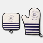 ホワイト航海の名前をカスタムする 鍋つかみ&鍋敷きセット (正面)