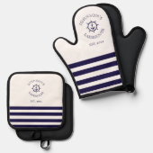 ホワイト航海の名前をカスタムする 鍋つかみ&鍋敷きセット (正面/裏面)