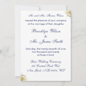 ホワイト航海の結婚式招待状金ゴールドコンパス 招待状 (正面)