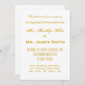 ホワイト航海の結婚式招待状金ゴールドコンパス 招待状 (正面/裏面)