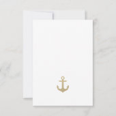 ホワイト航海の金ゴールドいかり応答RSVPカード 出欠カード (裏面)