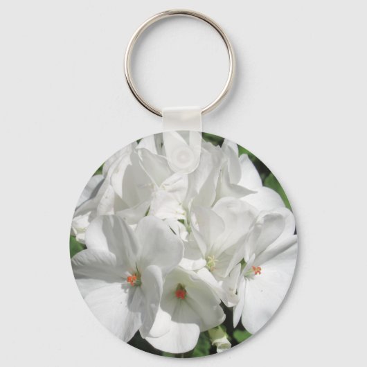 ホワイト花の写真 キーホルダー (正面)