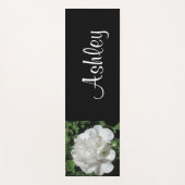 ホワイト花の写真 ヨガマット (正面)