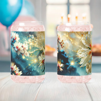 ホワイト花びらグラス ガラス缶