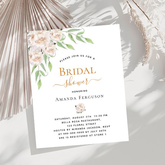 ホワイト花模様の緑の予算ブライダルシャワー