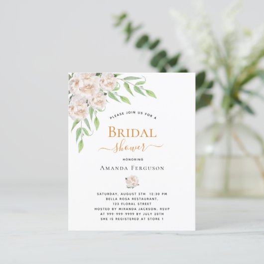 ホワイト花模様の緑の予算ブライダルシャワー (スタンド正面)