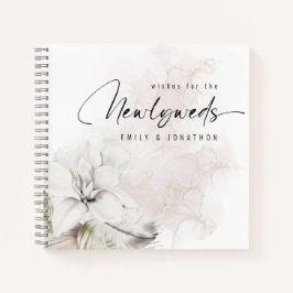 ホワイト花模様ズWishes for Newlyweds Guest Book ノートブック