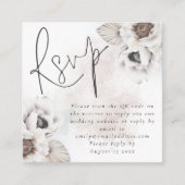 ホワイト花模様水彩QRコードウェディングRSVP エンクロージャーカード (正面)