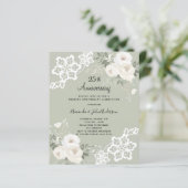 ホワイト花模様25結婚周年の招待状 (スタンド正面)