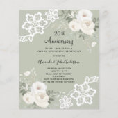 ホワイト花模様25結婚周年の招待状 (正面)
