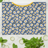 ホワイト英語デイジーオンブルー キッチンタオル (折り畳み)