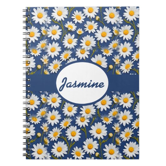 ホワイト英語デイジーオンブルー ノートブック (正面)
