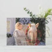 ホワイト葉クリスマス写真 シーズンカード (スタンド正面)