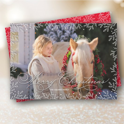 ホワイト葉クリスマス写真 シーズンカード